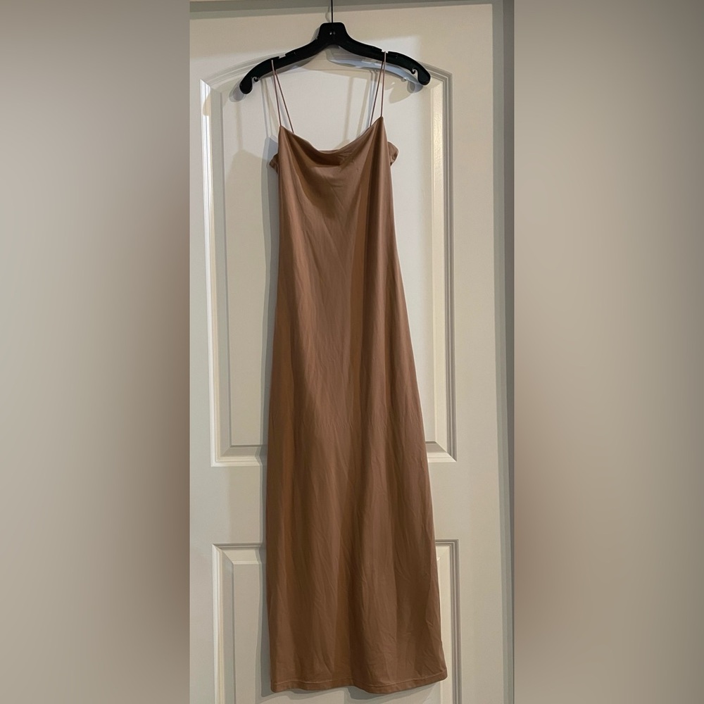 Chic Tan Bodycon Maxi Dress - Picture 2 of 5